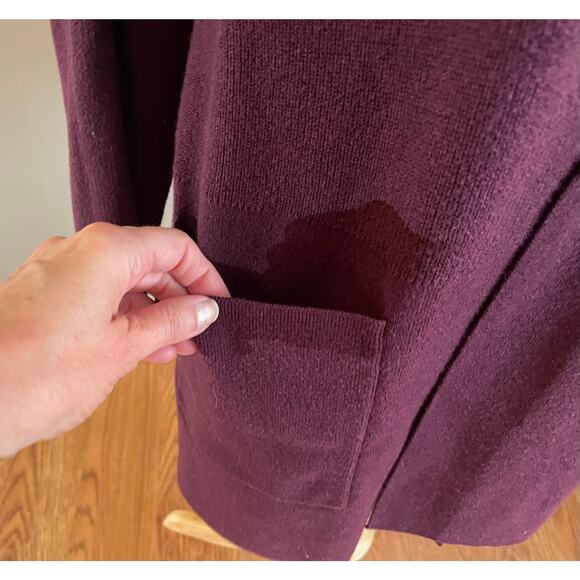 Croft & Barrow Cotton Blend Long Open Cardigan, Burgundy Red, Pockets, Size 2X - Picture 5 of 11